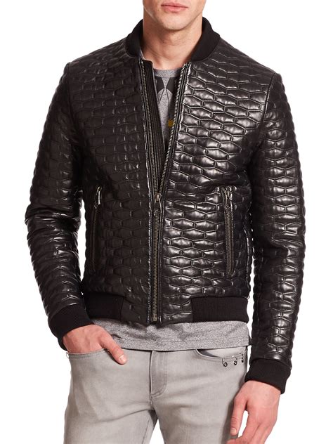 versace leather jacket mens|versace jacket price.